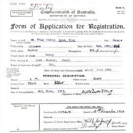 Kimbly Quan Sing - Alien Registration Card