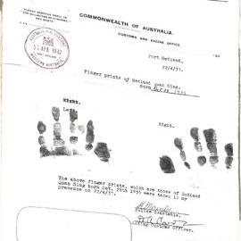 Hedland's fingerprints - 1937