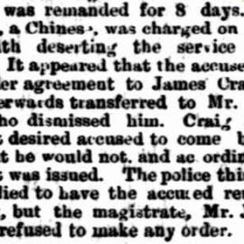 Thee Ah Kin deserts service of James Craig