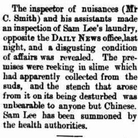 Sam Lee Laundry - September 1896 article