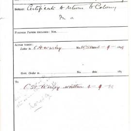 C. H. Warley - Certificate to return to the Colony 1899