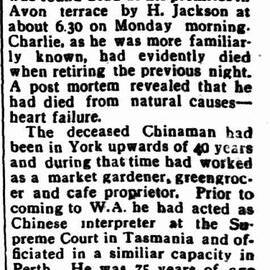 Death of Charlie Coxon