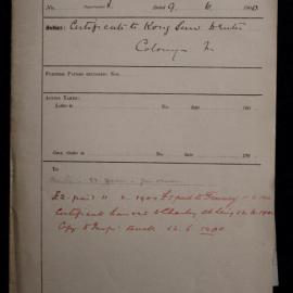 Kong Sun - Certificate to return to the colony 1900