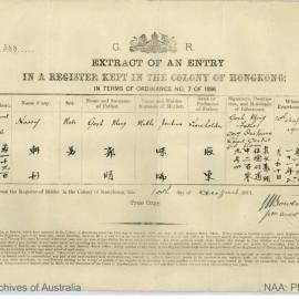 Harry Gock Ming - birth certificate