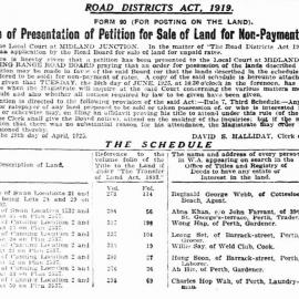 Notice of Presentation of Petition for Sale of Land for Non-Payment of Rates