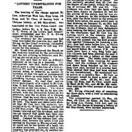 The Chinese Lottery Case February 1903