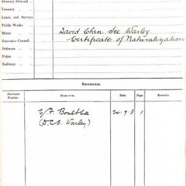CHEN SEE David - Request for Naturalisation 1903