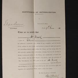 Naturalization Certificate A Hook