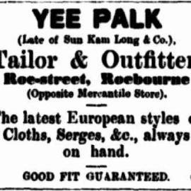Yee Palk shop advert 1902