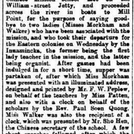 Chinese Mission School - newspaper article 1897