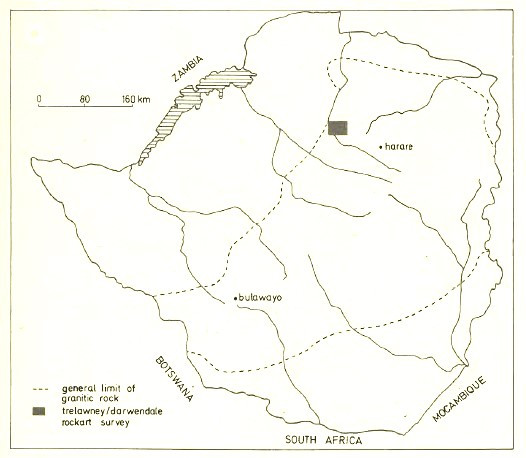 Map showing the location of Darwendale/Trelawney. After Tucker, M.R. and Baird, R.C. 1983, Fig. 1. 