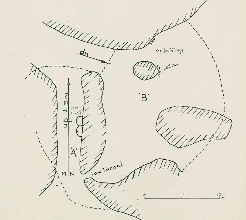 Sketch plan of Twin Shelter made by Peter Genge in June 1986