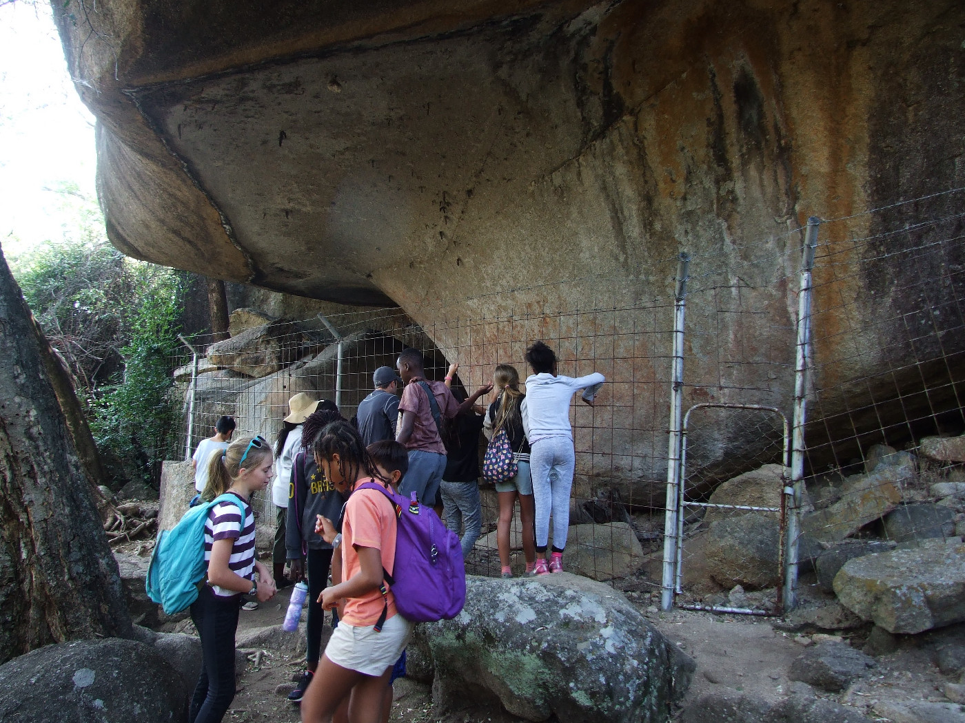 General view of visitors at White Rhino shelter (photograph by Rob Burrett in 2017)