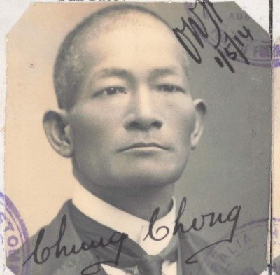 Chung Chong aged 43 in 1914 from his CEDT paperwork (source: NAA: K1145, 1914/109)