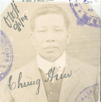 Chung Him aged 36 in 1914 from his CEDT paperwork (source: NAA: K1145, 1914/6)