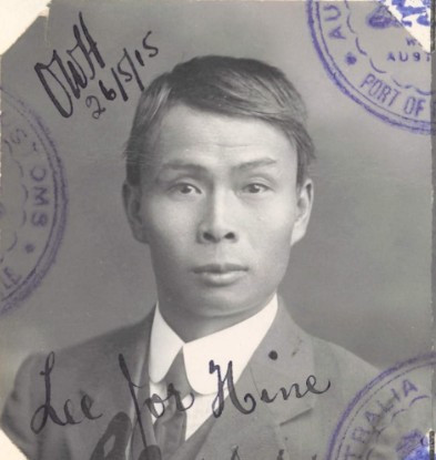 Lee Jor Hine aged 29 in 1915 from his CEDT paperwork (source: NAA: K1145, 1915/98)