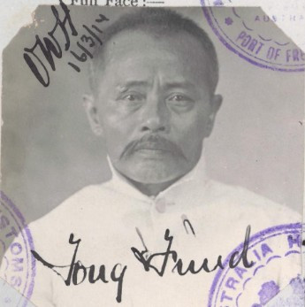 Tong Fund (aka Tom Fund) aged 56 from his CEDT paperwork in 1914 (source: NAA: K1145, 1914/74)