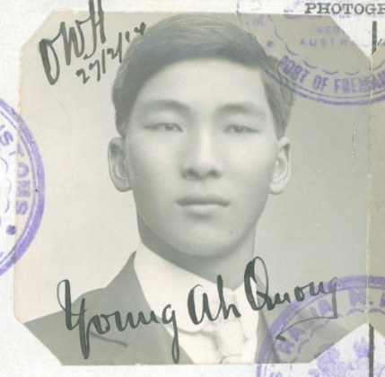 Young Ah Quong aged 25 in 1914 from his CEDT paperwork (source: NAA: K1145, 1914/62)