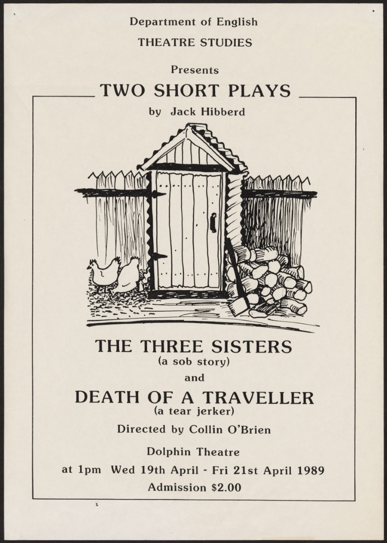 The three sisters and death of a traveller, 1989. Poster