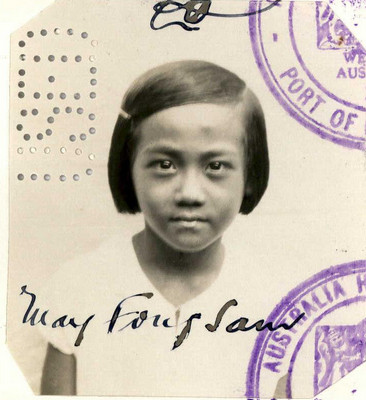 May Fong Sam at age 8 on her Certificate Exempting her from the Dictation Test (source: National Archives, K1145, 1935/18).