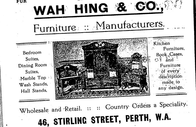 An advertisement for Wah Hing & Co. from the 1915 Post Office Directory, p. 1036.