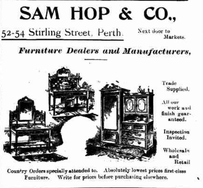 Sam Hop & Co. advertised regularly in the Midlands Advertiser
