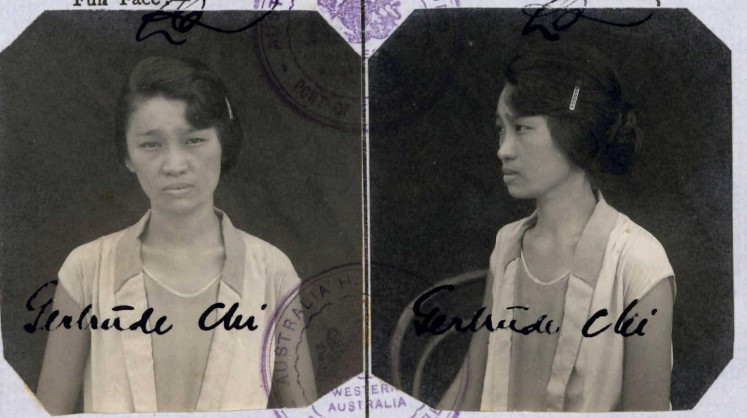 CHI Gertrude, 1930,  from her CEDT file. Courtesy National Archives of Australia:K1145, 1930/42
